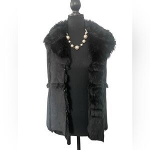 Vintage NILS Resort Black Suede Shearling Vest S | Ski Lodge Cabin-Core Winter